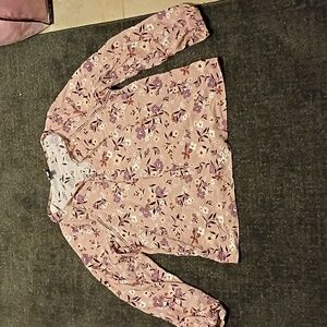 Como Vintage Floral Blouse with Burgundy Accents